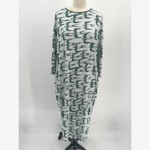Mina Perhonen Hello Swallow Sweater Dress Sz 38 White Green Linen/Rayon